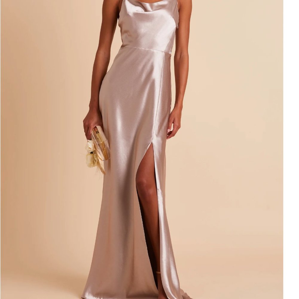 Birdy Grey Lisa Long Satin Dress - Taupe Medium